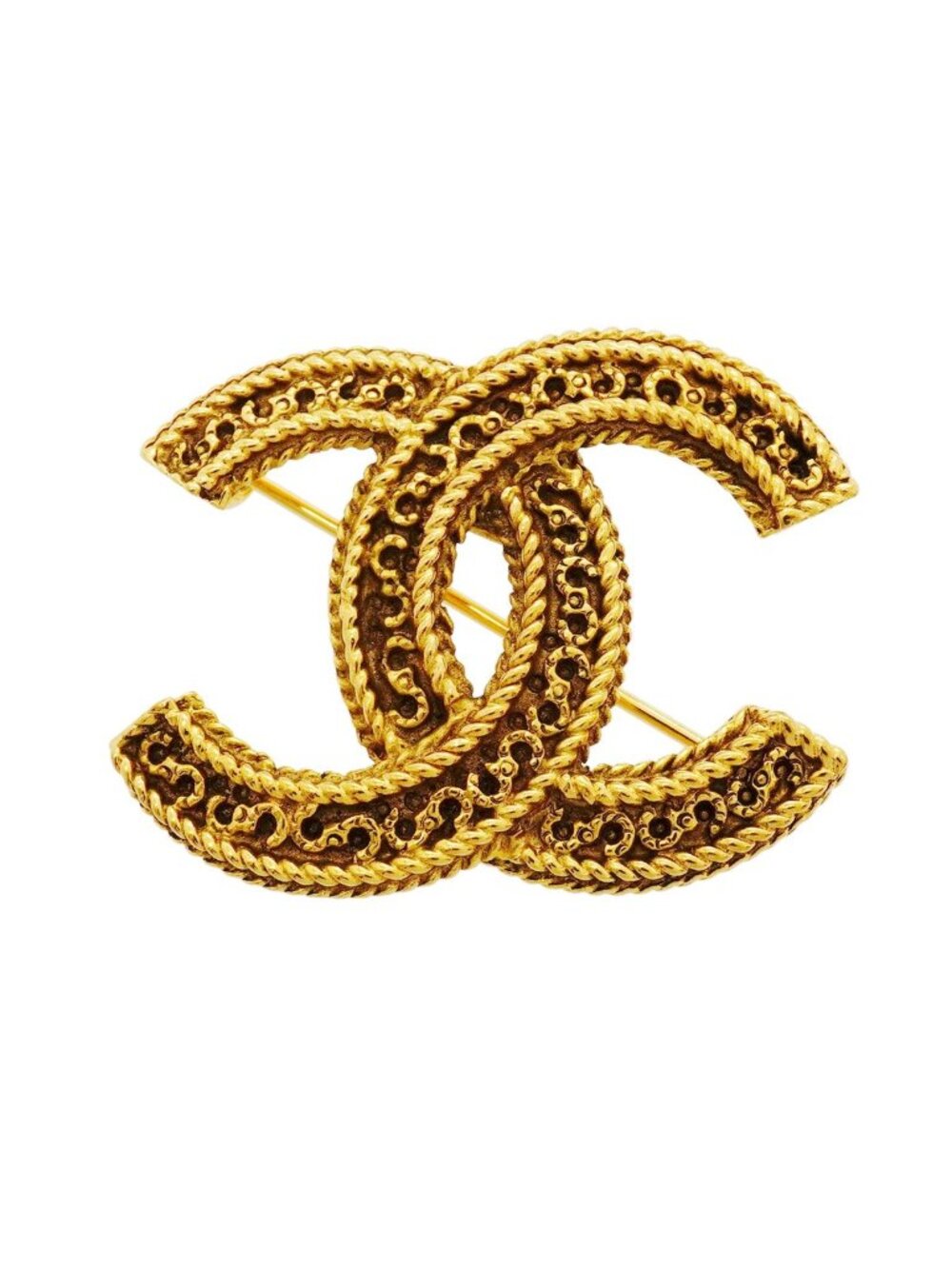 Chanel Brooch Vintage CC Logo Gold Plated
